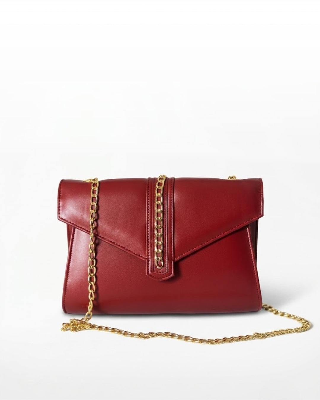 Glamorous Crimson Red Envelope Chain Crossbody Bag