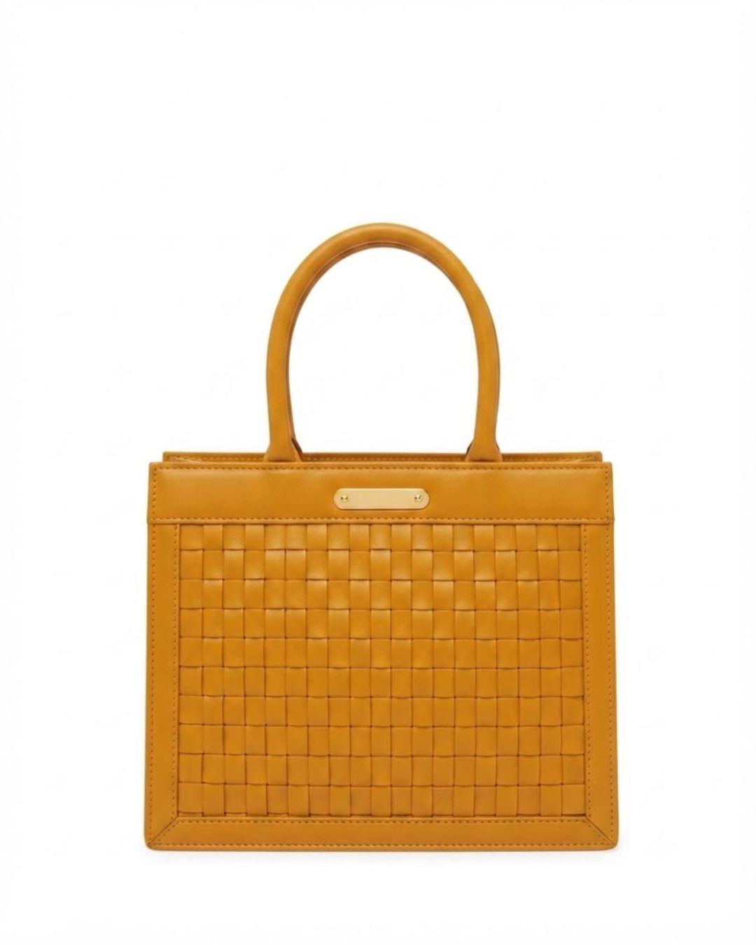 Velaric box bag, ochre hand weaved purse, mustard yellow box bag, japanese faux leather bag, top handle woven purse, detachable strap tote bag, yellow structured handbag, hand woven shoulder bag, ochre top handle tote, women colorful handbag, eco friendly leather tote, vibrant women box purse, yellow square shoulder bag, chic hand woven handbag, mustard shoulder tote