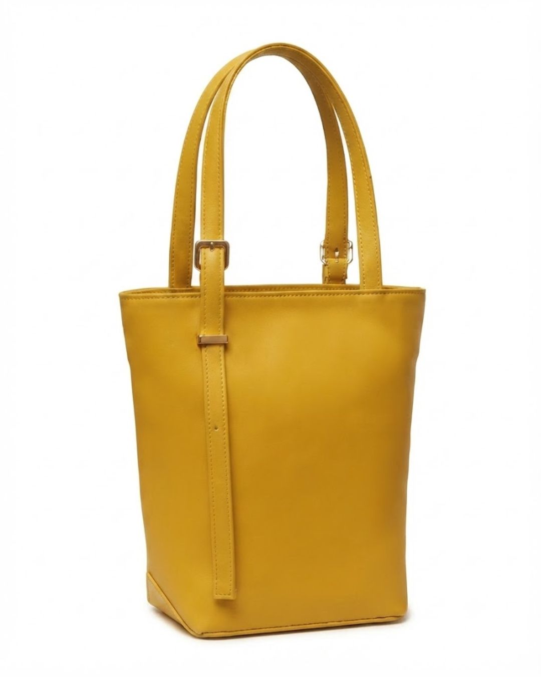 mustard yellow shoulder bag, yellow top handle tote, japanese faux leather bag, mustard tote bag, adjustable strap shoulder bag, vibrant women handbag, spacious yellow purse, buckle detail shoulder tote, eco friendly leather bag, women daily tote, mustard yellow handbag, stylish shoulder bag, trendy top handle purse, zipper pocket tote, everyday yellow tote