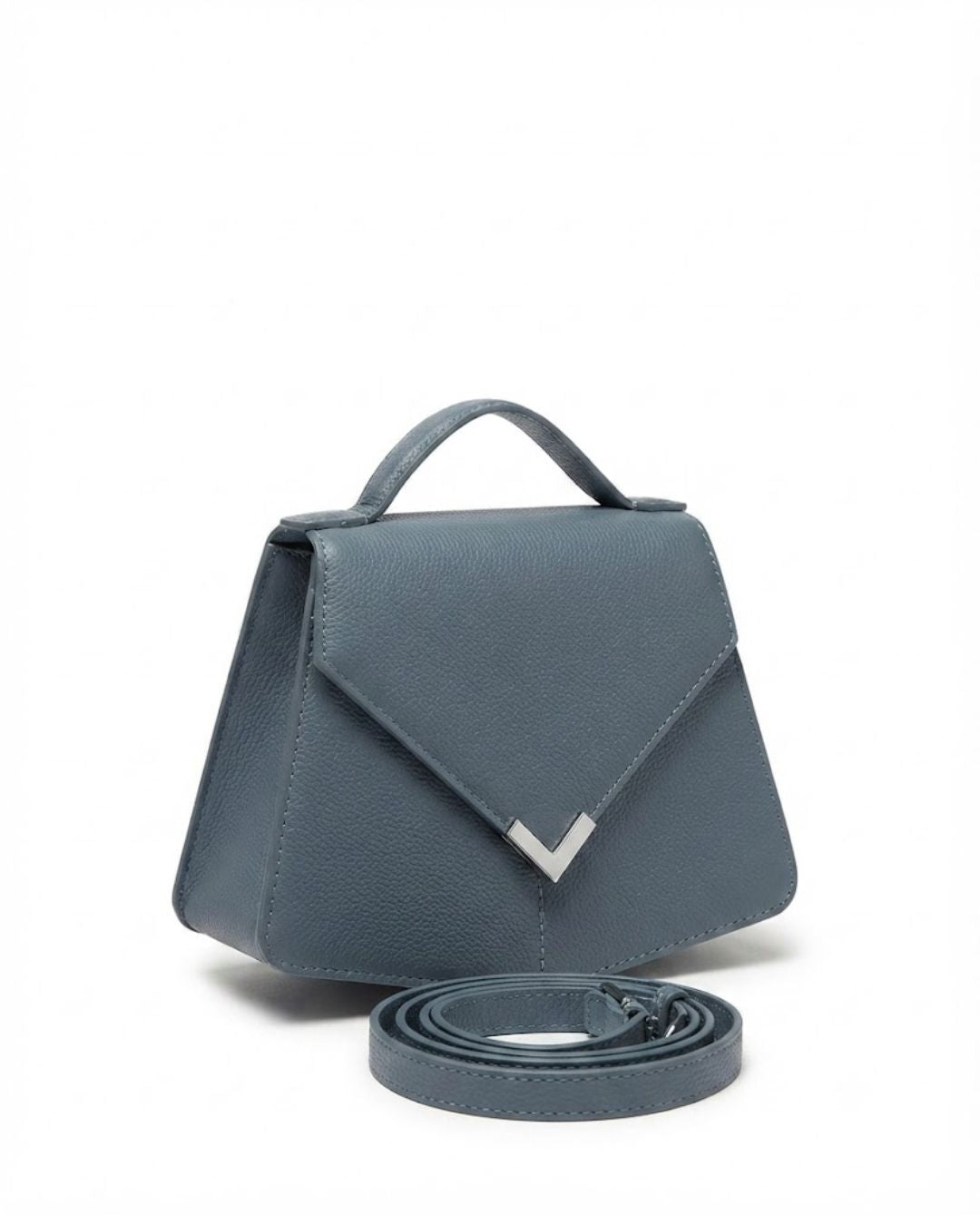 Velaric box bag, gray top handle bag, envelope shoulder purse, structured gray handbag, detachable strap box bag, faux leather shoulder purse, women top handle purse, chic slate gray handbag, envelope flap shoulder bag, side zip pocket purse, everyday gray crossbody, modern women box handbag, formal top handle purse, trendy structured handbag, gray leatherette bag
