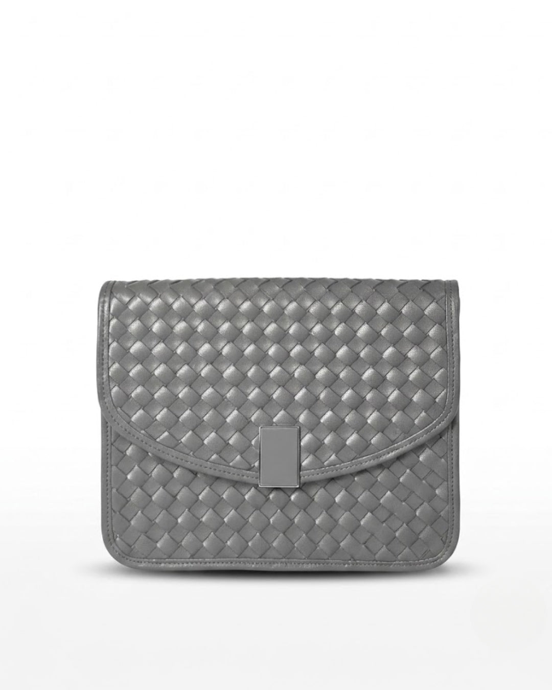 Sophisticated Woven Grey Crossbody Shoulder Bag