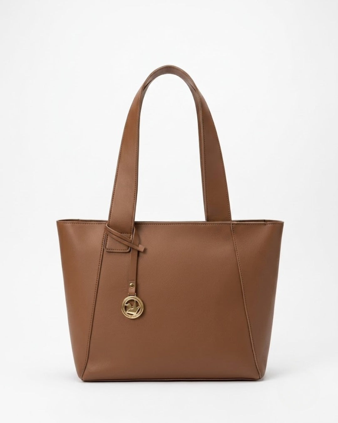 Chic Classy Tan Brown Structured Shoulder Tote Bag